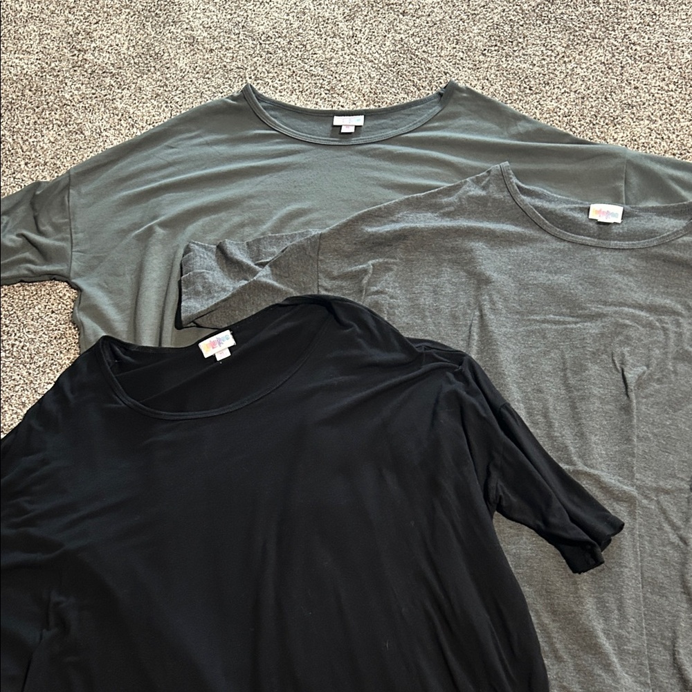 LuLaRoe Irma Shirts - Black, Gray x2